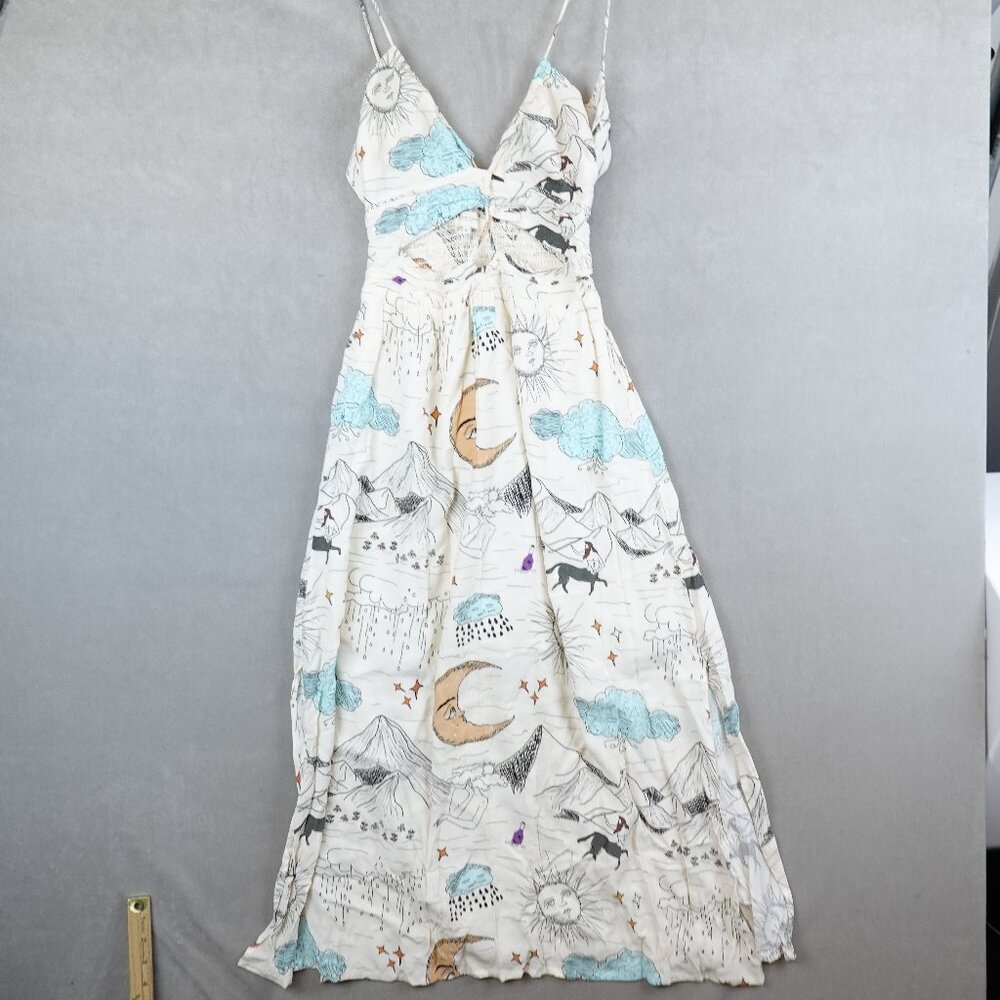 Naf Naf Maxi Dress Celestial Print Spaghetti Straps